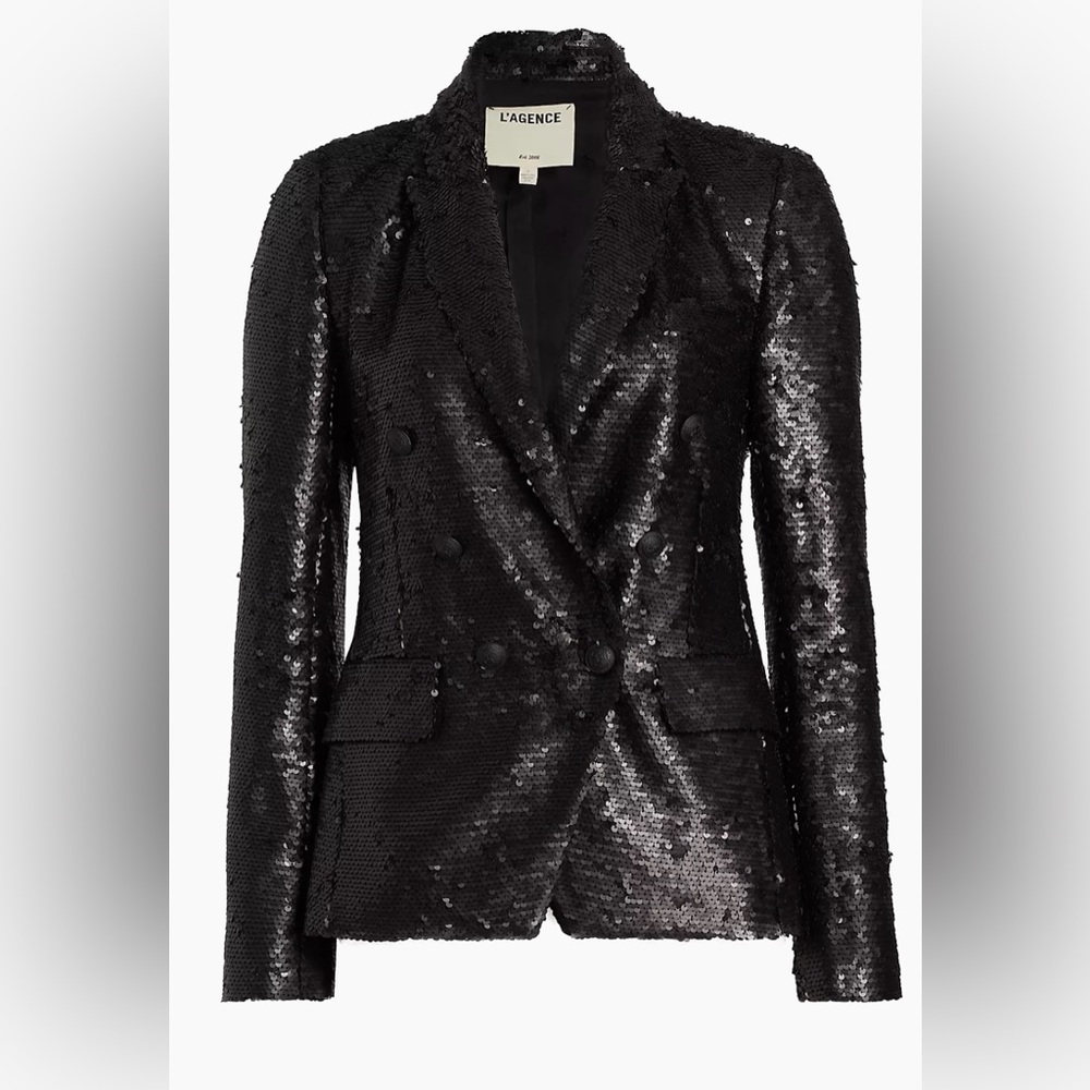 L’Agence Kenzie Double-breasted Sequin Blazer